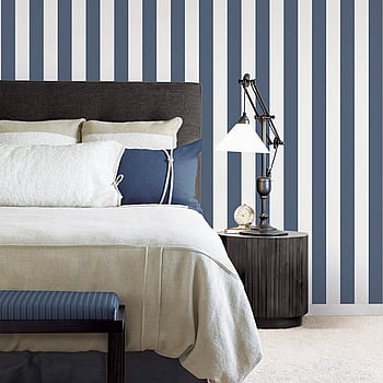Galerie Wallcoverings Product Code G23144 - Smart Stripes Wallpaper Collection - Marine Blue White Colours -  
